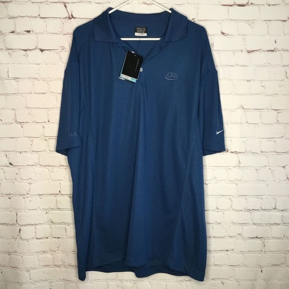 NWT Nike Golf Dri Fit Navy Short Sleev Golf Polo Shirt Men XXL Vietnam Polyester